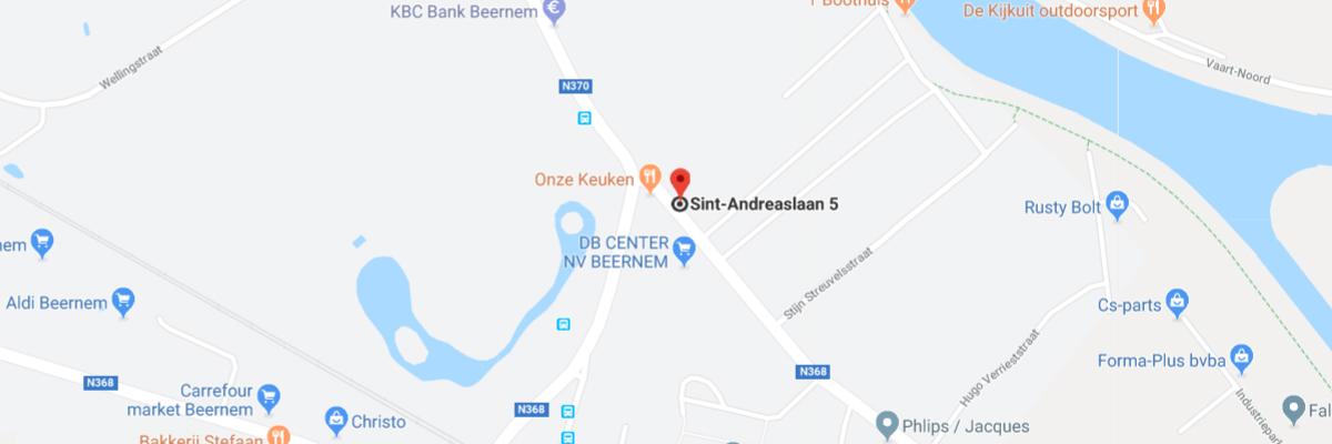 Kaartje met de ligging van Campus Beernem