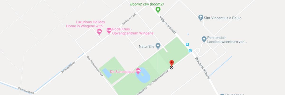 Kaartje met de ligging van Campus Wingene